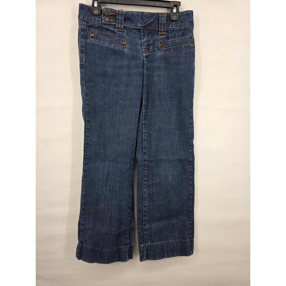 Zana-Di Jeans Womens 7 Blue Medium Wash Straight Leg Low Rise Double Button 2667